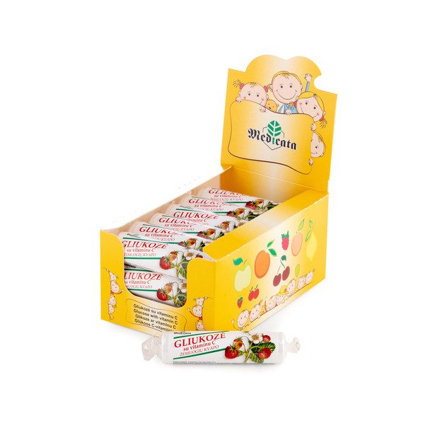 Gliukozė su vitaminu C, žemuogių skonio, N21 