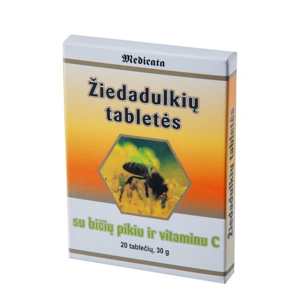 Žiedadulkių tabletės su BIČIŲ PIKIU ir vitaminu C, N20 
