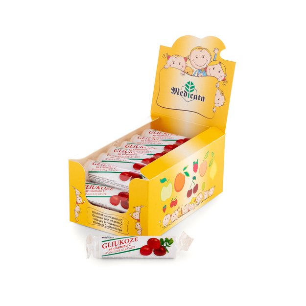 Gliukozė su vitaminu C, spanguolių skonio, N21 
