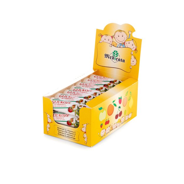 Gliukozė su vitaminu C, žemuogių skonio, N21 