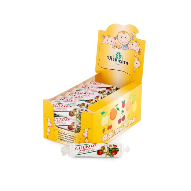Gliukozė su vitaminu C, žemuogių skonio, N21 