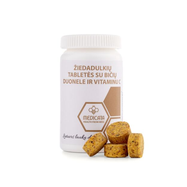 Žiedadulkių tabletės su BIČIŲ DUONELE ir vitaminu C, N20 